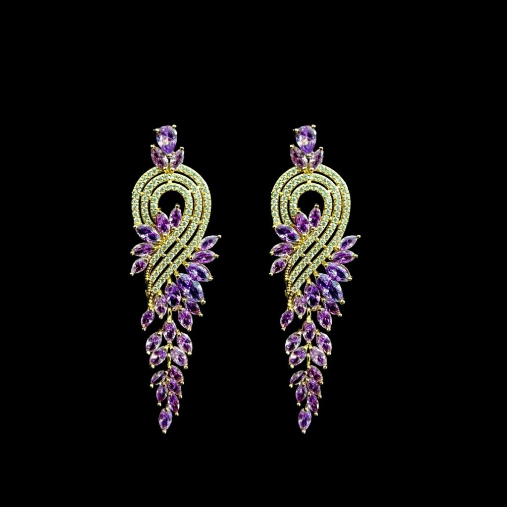 Drop fancy purple earrings